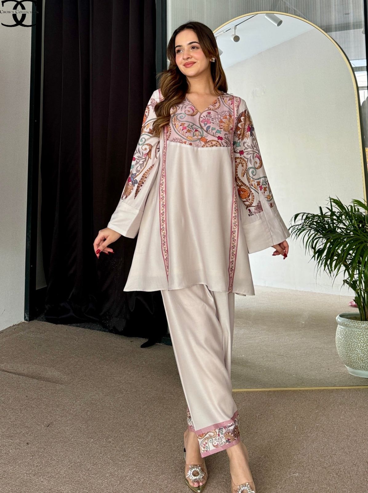 Digital printed cord set Good quality stitching Full suit overlock