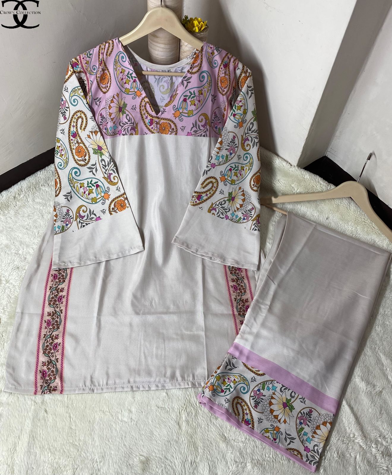 Digital printed cord set Good quality stitching Full suit overlock