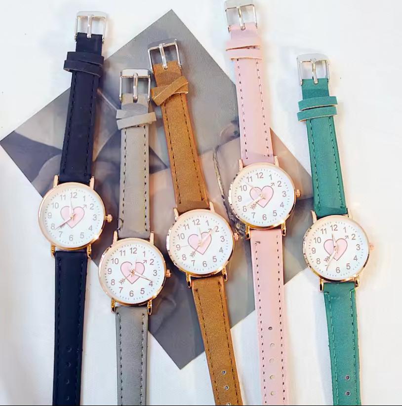 New Cute Heart-shaped Dial Children's Female Watch Female Student Fashion Watch Simple Girl Girlfriend orologio donna
