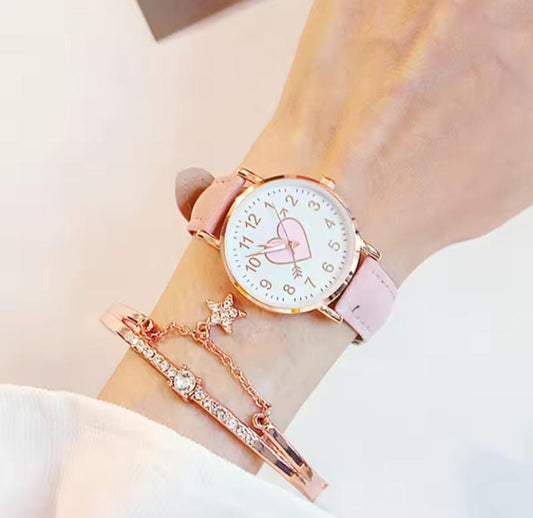 New Cute Heart-shaped Dial Children's Female Watch Female Student Fashion Watch Simple Girl Girlfriend orologio donna