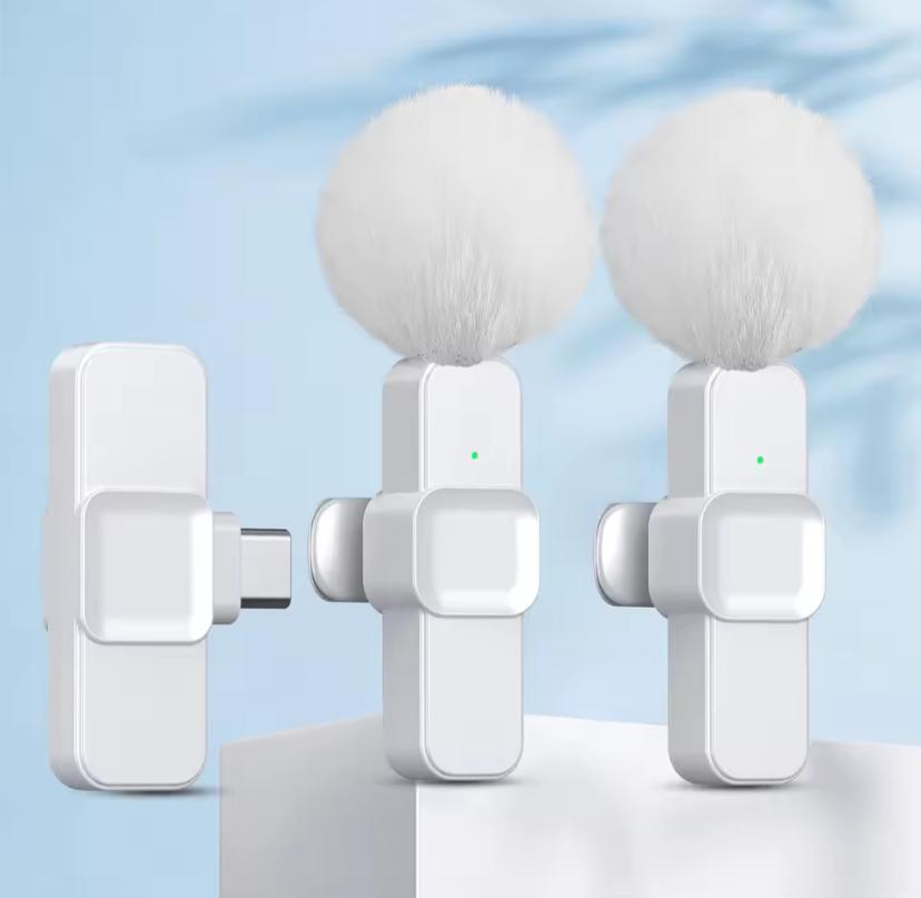Wireless Lavalier Microphone Portable Audio Video Recording Mini Microphone for iPhone Android PC Live Gaming Phone
